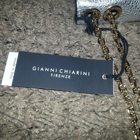 GIANNI CHIARINI-Silver Pebbled Leather-Gold Chain - Picture 5 of 7